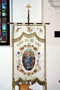 Banner for Society: Madonna del Lume Porticello, Sicily / Stendardo della Confraternita della "Madonna del Lume", culto portato da Porticello (Sicilia). paese di origine di Alioto marito di Bianca Stagnaro.