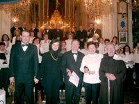 Da sinistra: Mauro Monteverde, tromba; Rosanna Zama, organista; Mirco Devoto, tenore; Marcella Gianfranceschi, soprano e Padre Costanzo.